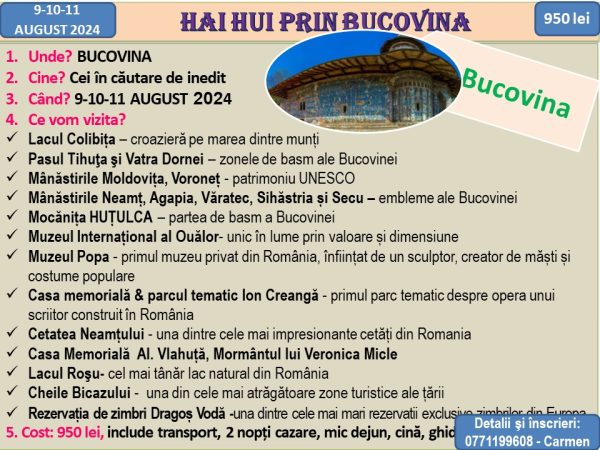 Hai Hui prin Bucovina 9-10-11 August